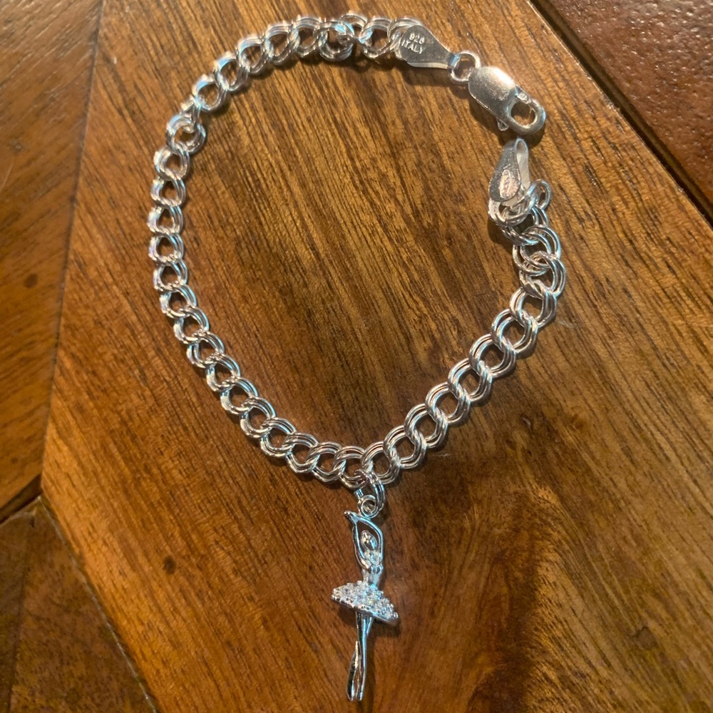 Sterling Silver Charm Bracelet & Ballerina Charm